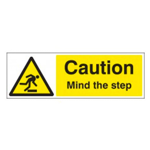 Warehouse Floor Sign Caution Mind The Step Rack & Shelf Labels