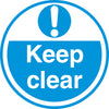 Round blue keep clear floor sign